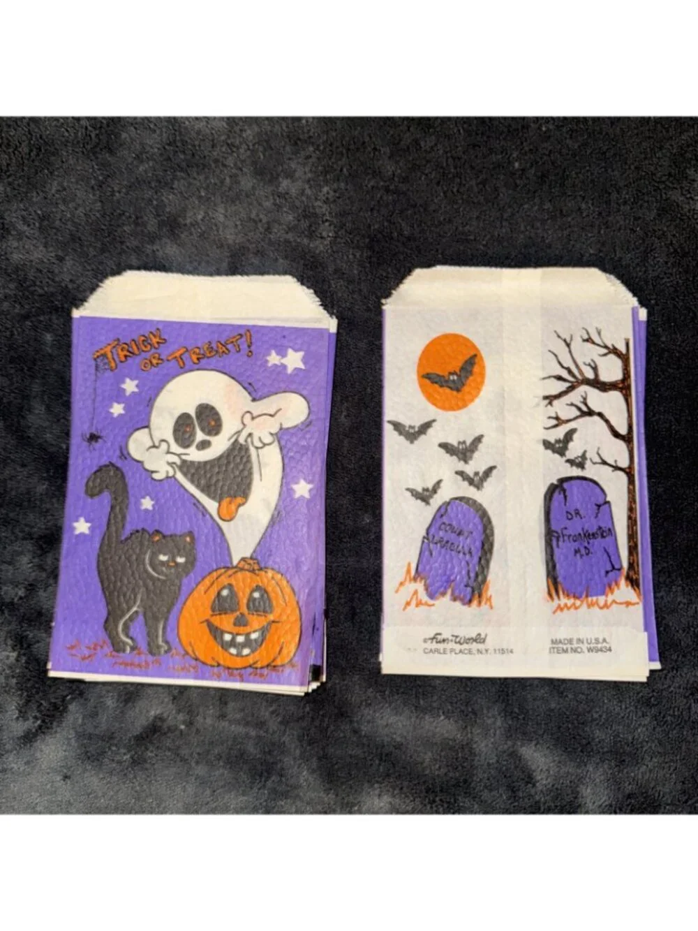 Lot Of 10 Vintage Ghost Black Cat Halloween Trick Treat Bags 1980s Ephemera